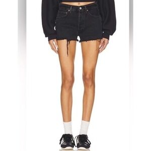 AGOLDE Parker Cut-Off Cotton Denim Shorts Black Women's Size 27 grunge festival